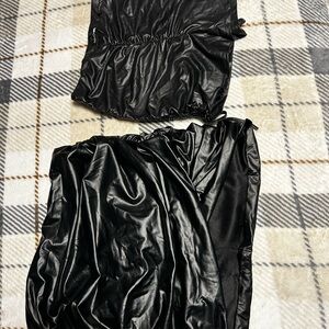 Fashion nova Black Faux Leather Skirt and fashion nova shorts